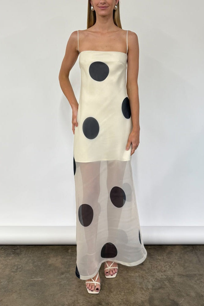 Polka Dot Cami Bodycon Maxi Dress