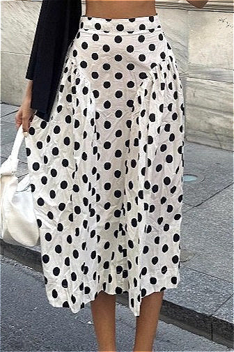 Polka Dot High-Waist A-Line Skirt