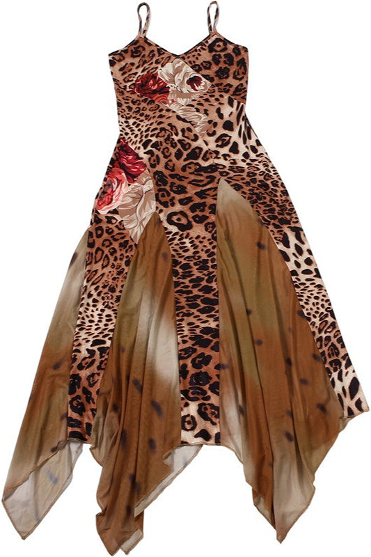 Mesh-Splice Cami Maxi Dress