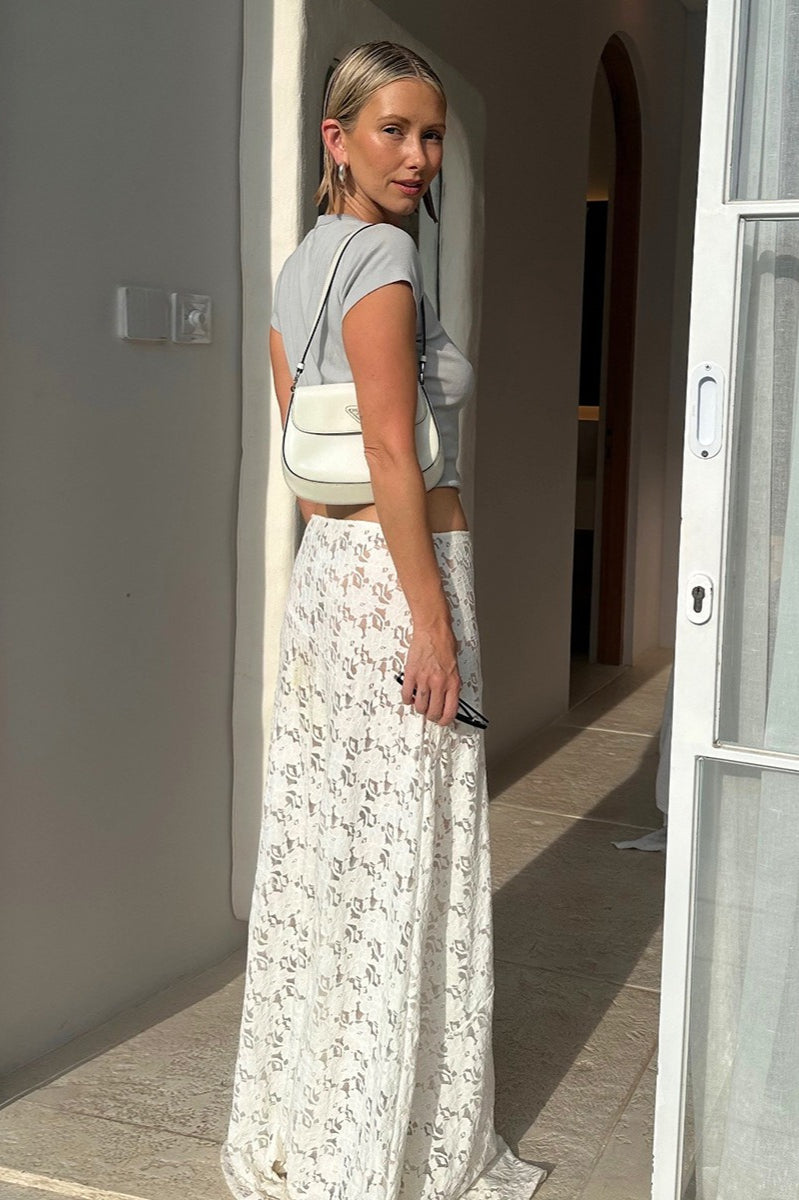 Lace Jacquard Sheer Low-Waist Maxi Skirt