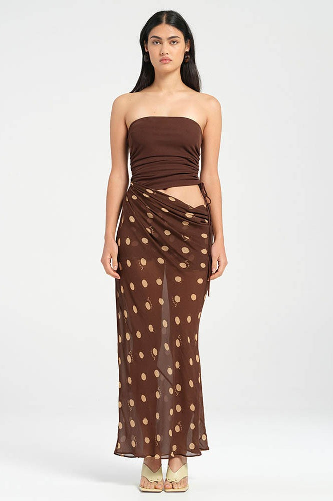 Polka Dot Strapless Patchwork Maxi Dress