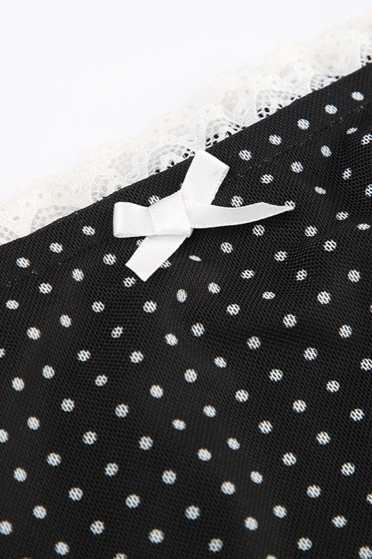 Lace-Trim Polka Dot Bodycon Skirt