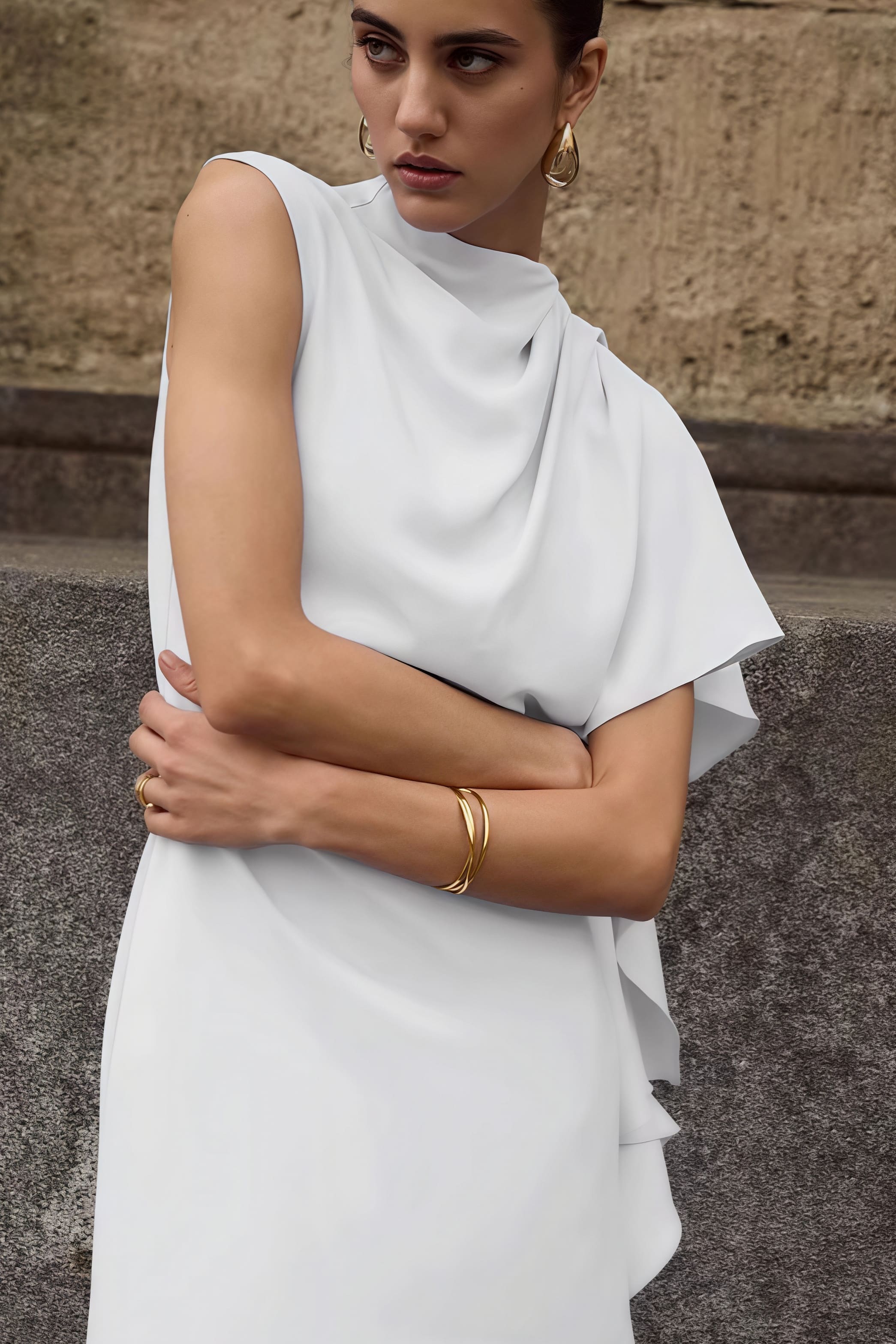 Irregular-Hem Sleeveless Mini Dress