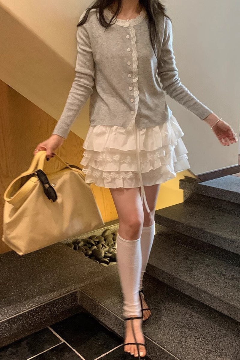 Tiered-Ruffle High-Waist Mini Skirt