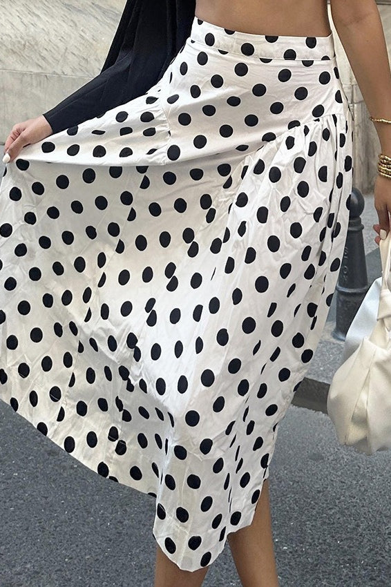 Polka Dot High-Waist A-Line Skirt