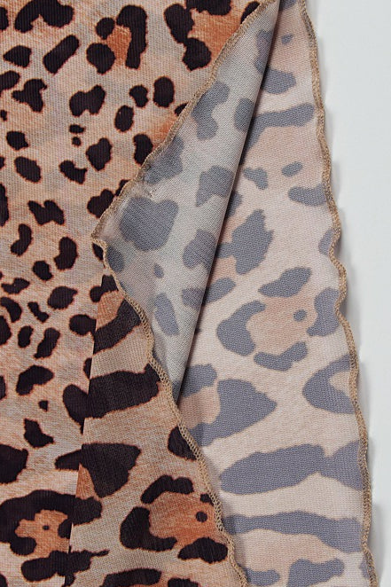 Leopard Cutout Flare Slit Maxi Dress