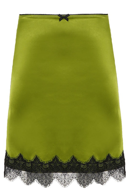 Lace-Splice Satin Bow Skirt
