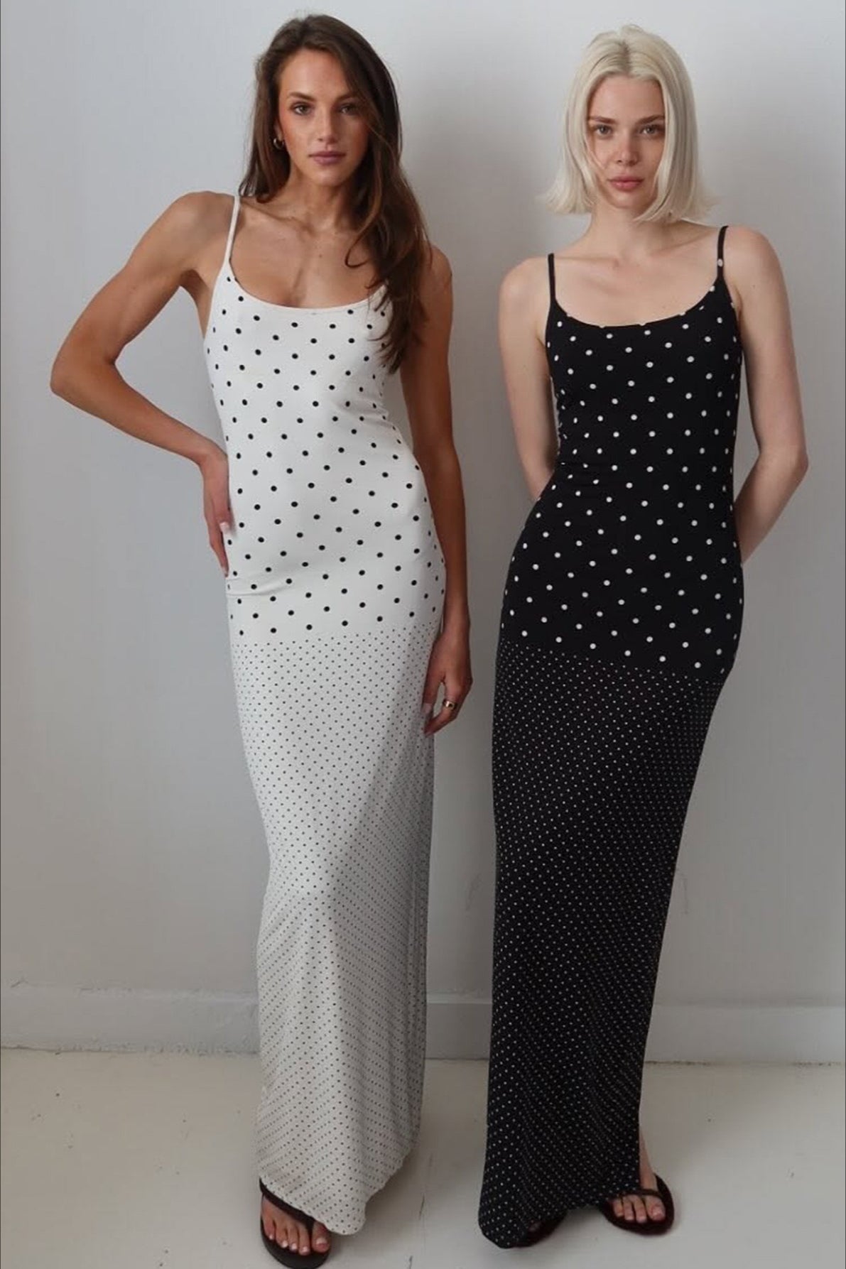 Polka Dot Cami Slim Bodycon Maxi Dress
