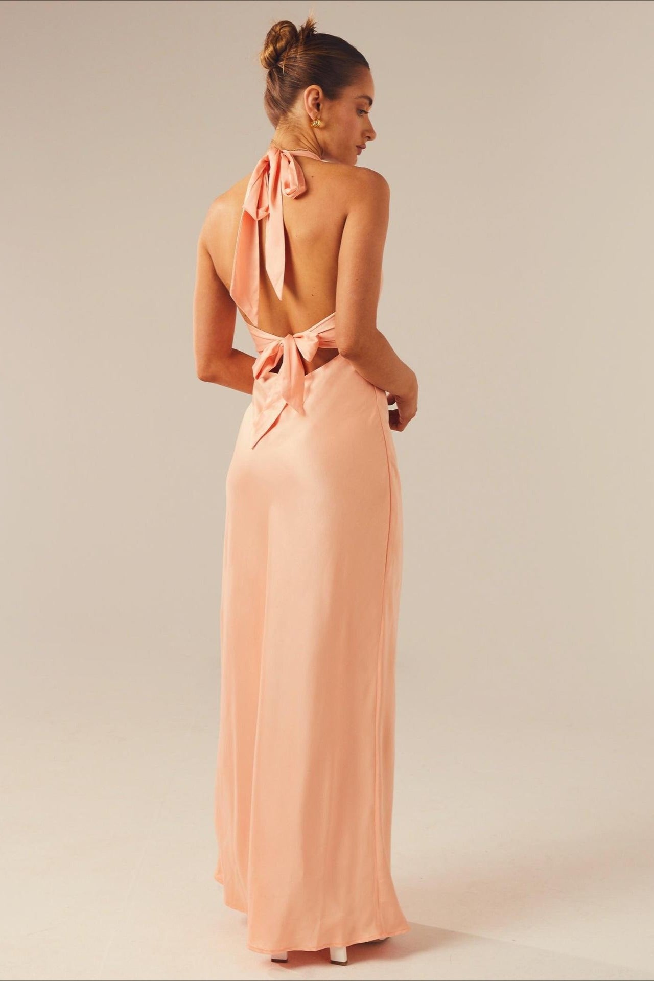 Solid V-Neck Slim Maxi Dress