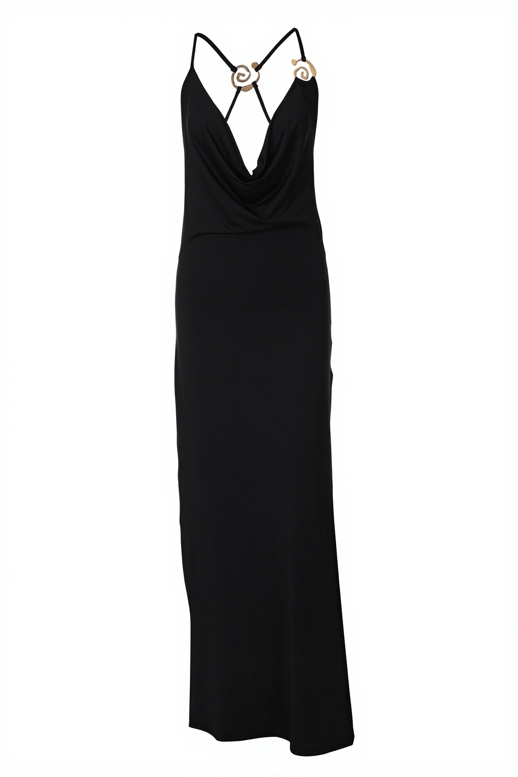 Deep-V Cami Backless Slim Maxi Dress