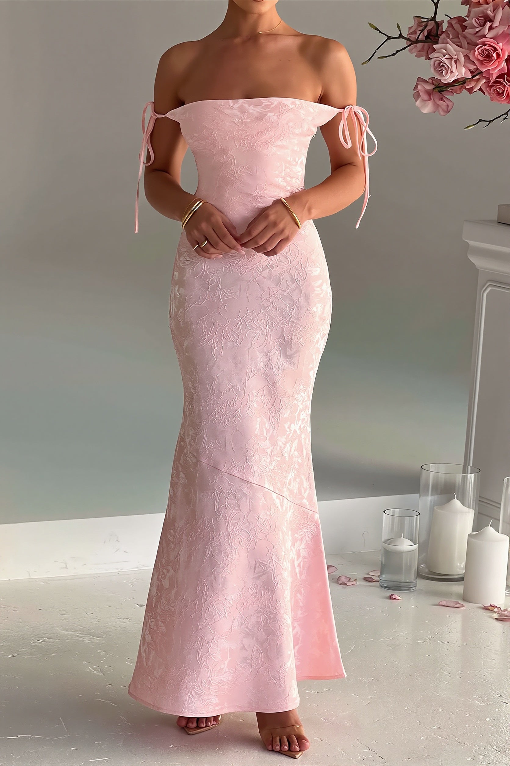Jacquard Cami Bodycon Maxi Dress