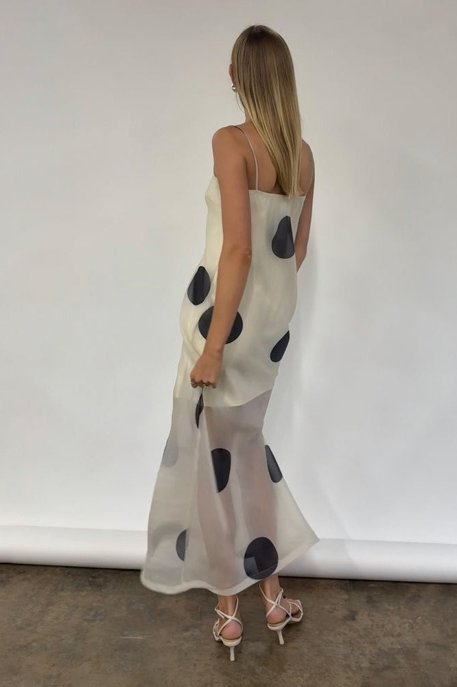 Polka Dot Cami Bodycon Maxi Dress