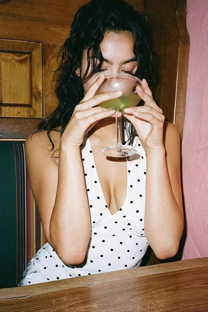 Retro Polka Dot Halter Midi Dress