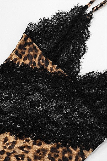 Leopard-Lace Cami Mermaid Maxi Dress