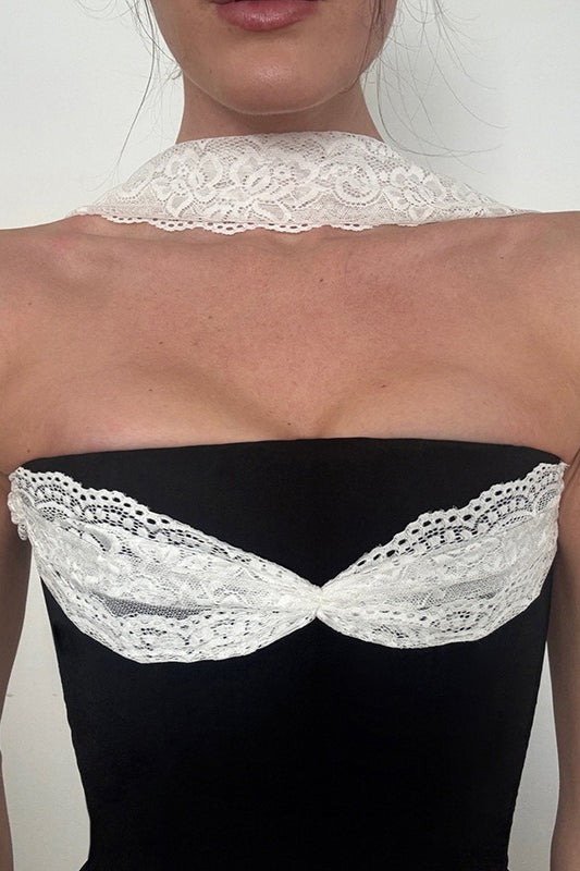 Lace-Patch Tube Tank Top