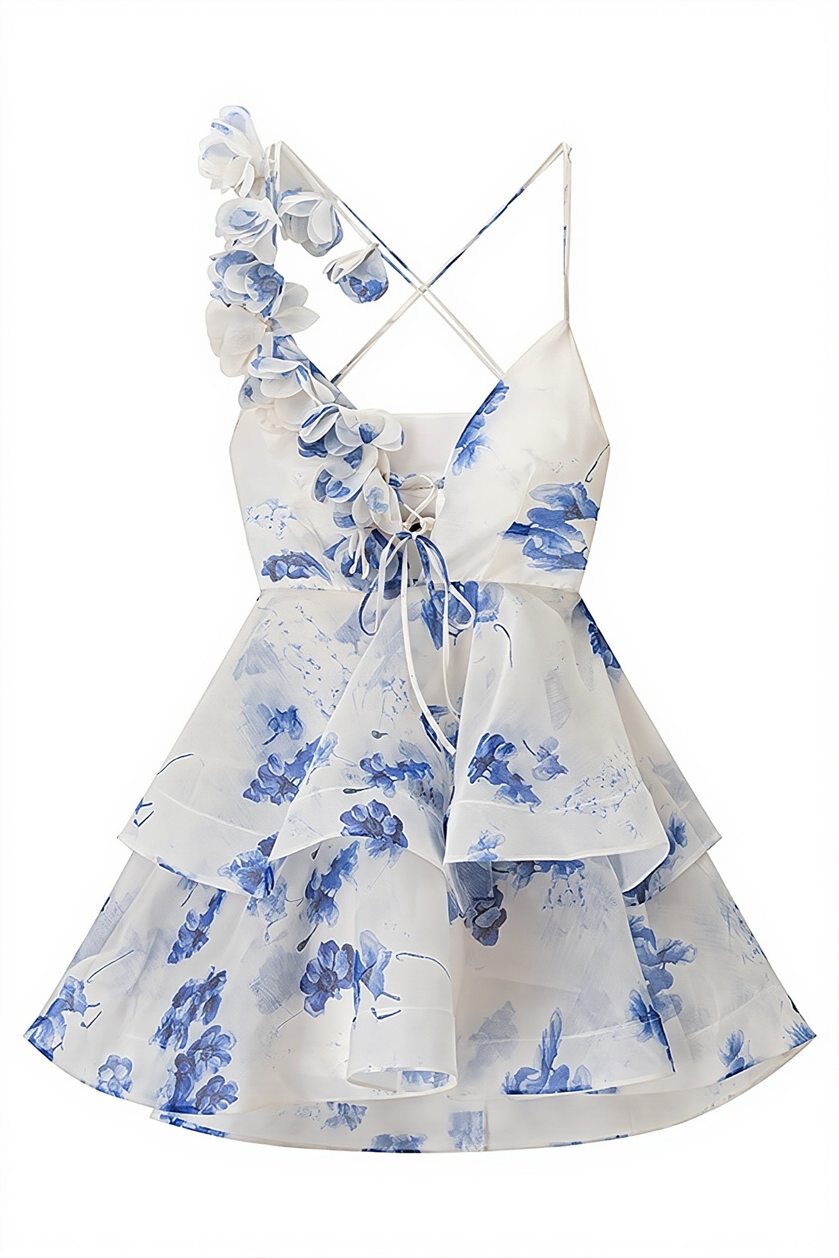 Floral V-Neck Tulip Mini Dress