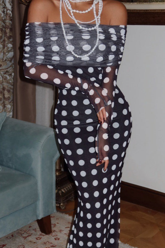 Polka Dot Strapless Sculpt Maxi Dress