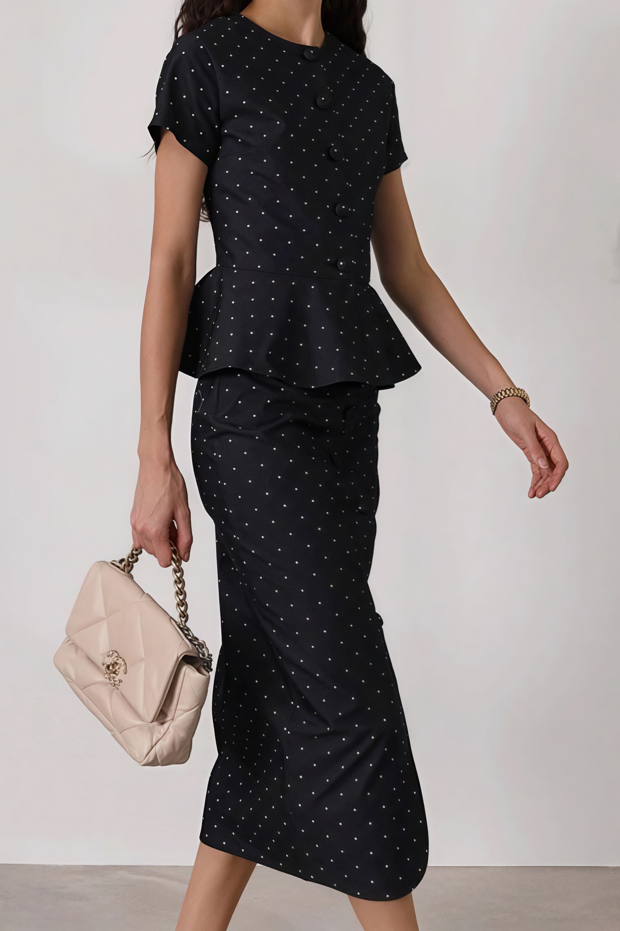 Polka Dot Bodycon Skirt Set