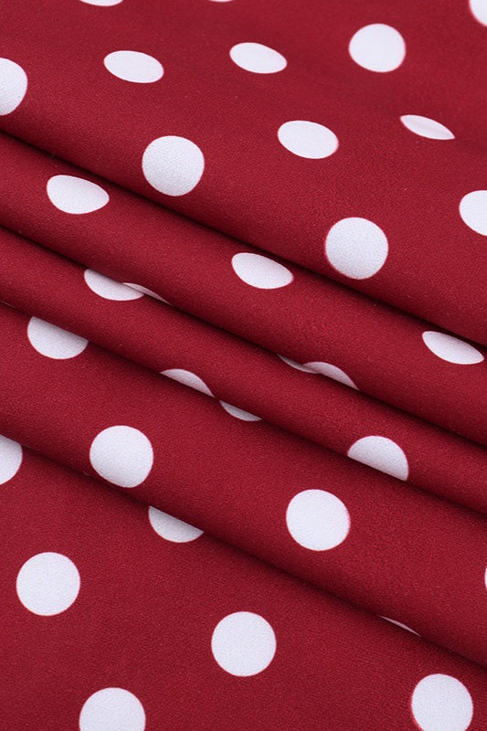 Red Polka Dot Halter Backless Maxi Dress