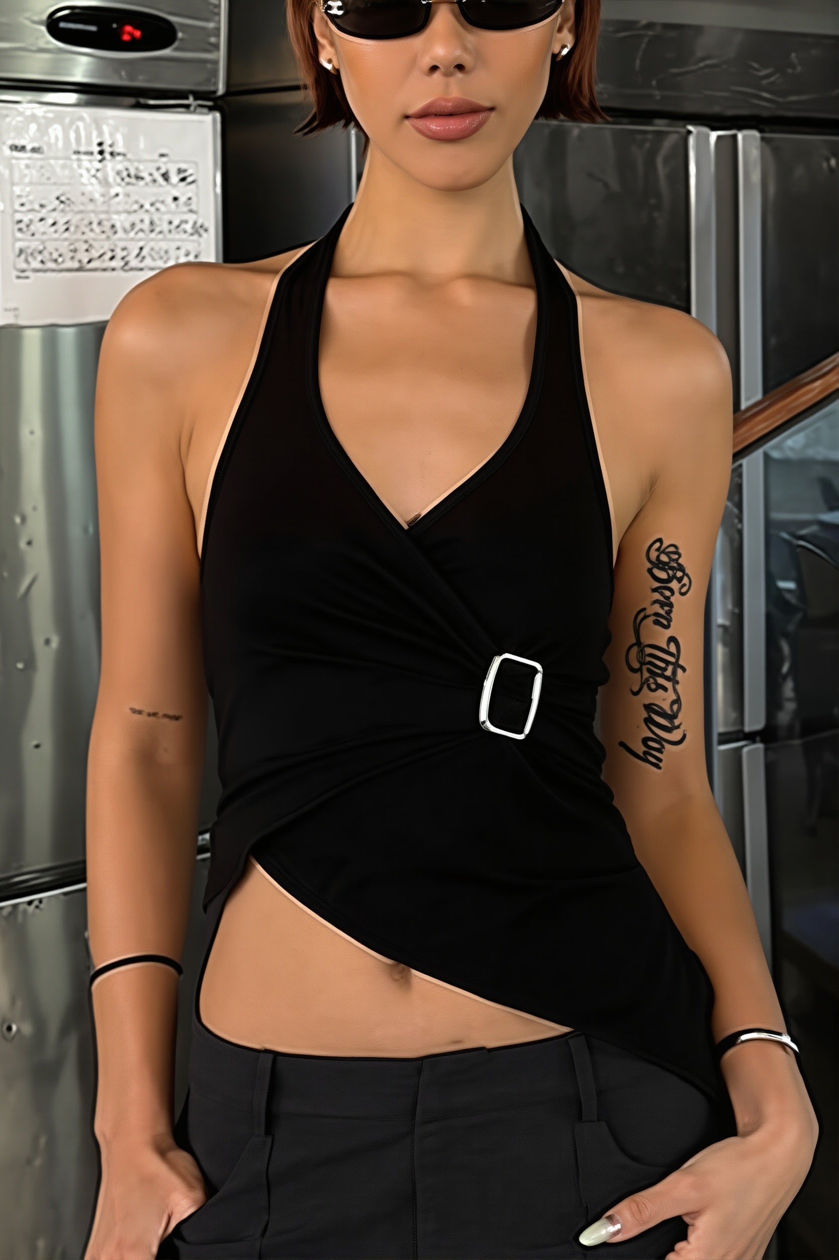 Cross V-Neck Halter Top