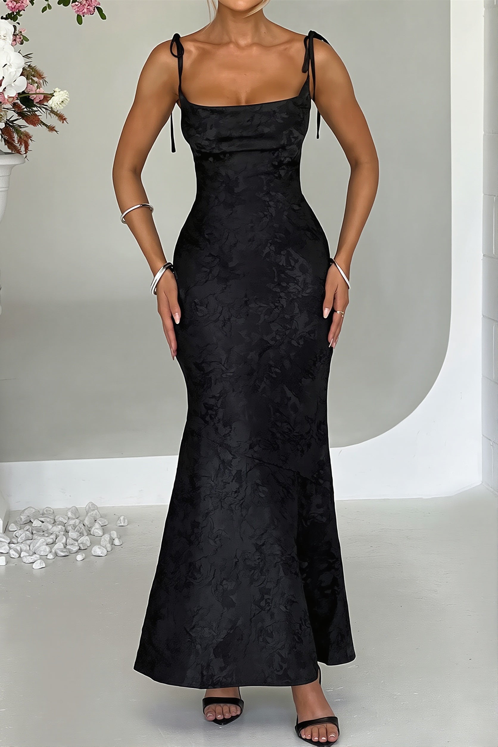 Jacquard Cami Bodycon Maxi Dress