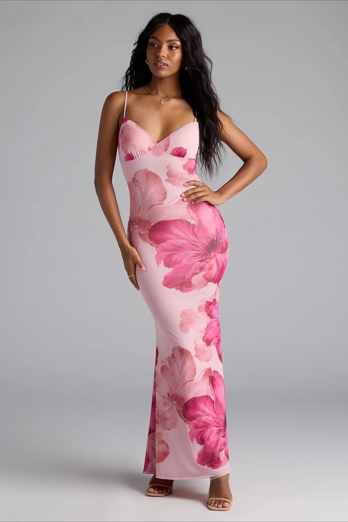 Floral Cami Bodycon Maxi Dress