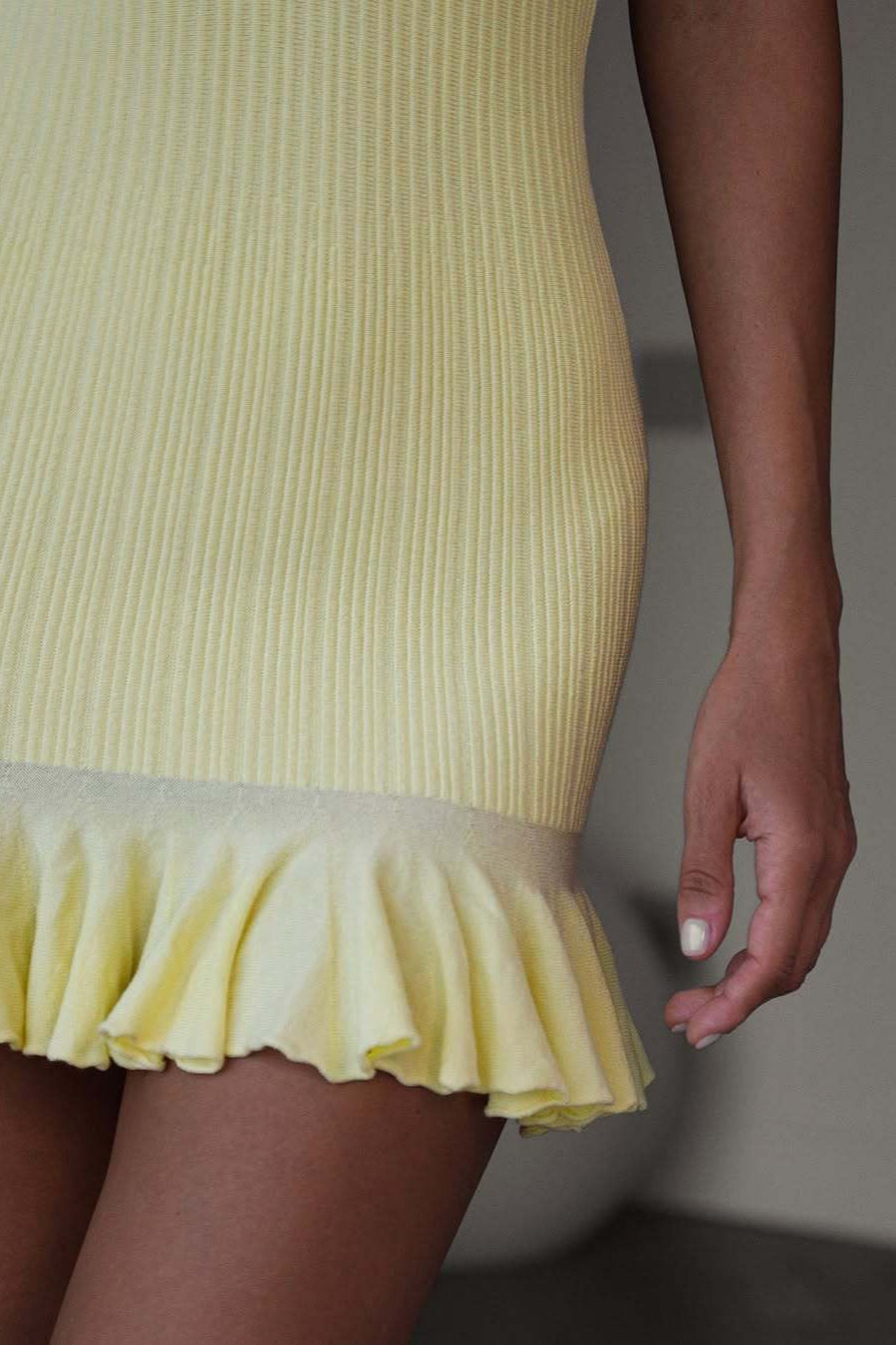 Ribbed Short-Sleeve Mini Dress
