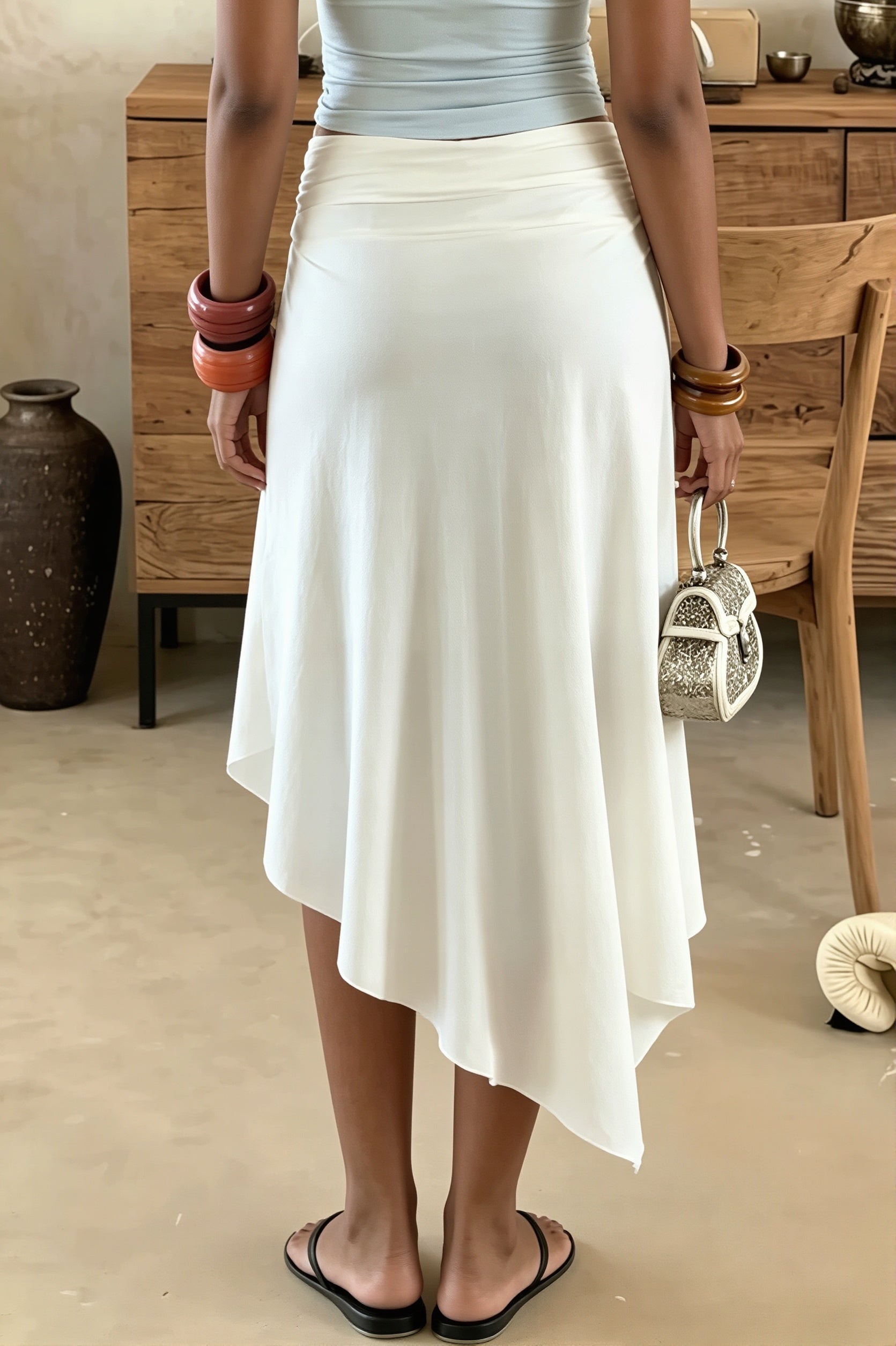 Floral Irregular Mesh Skirt