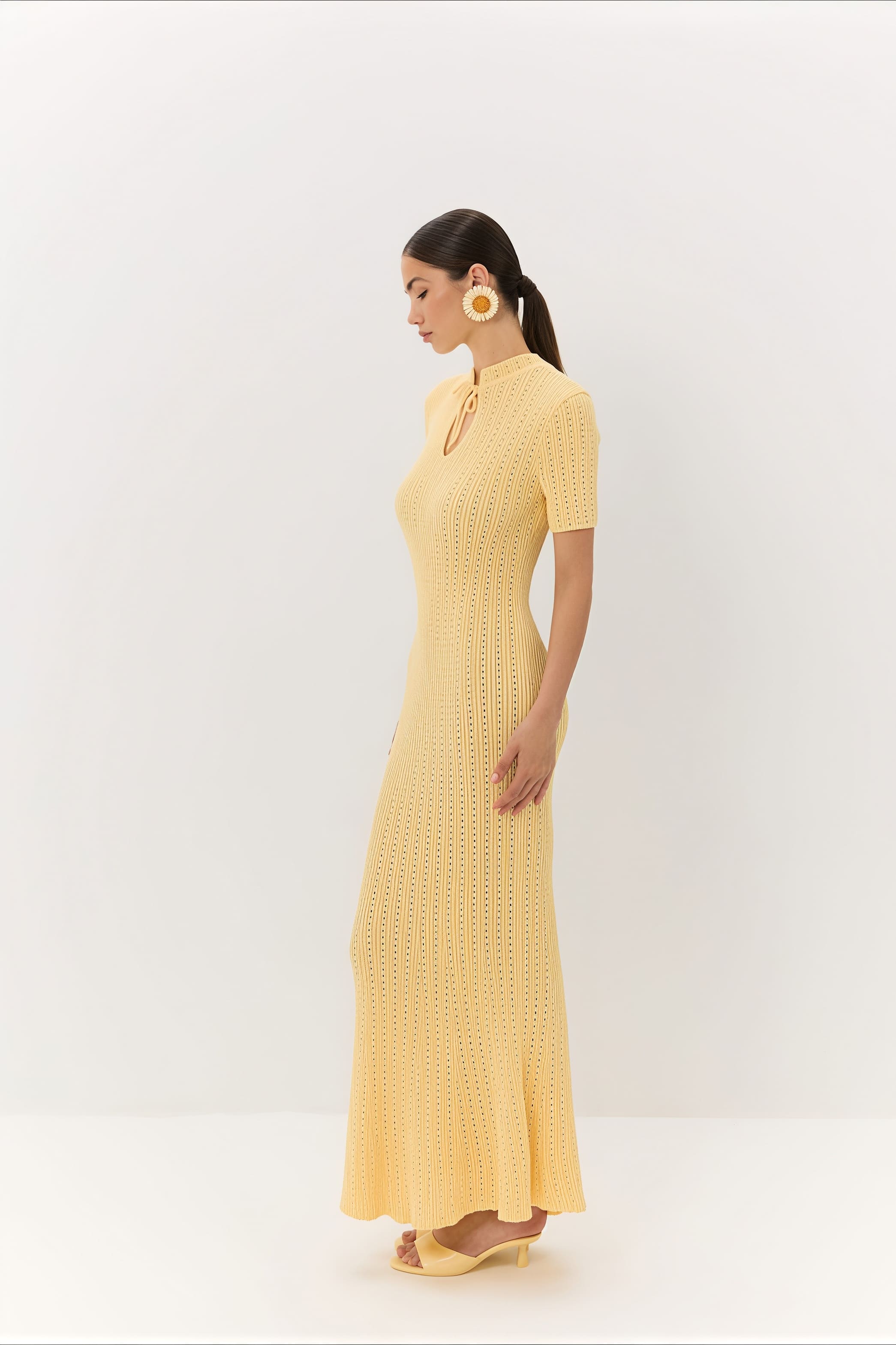 Knitted Round-Neck Short-Sleeve Bodycon Maxi Dress