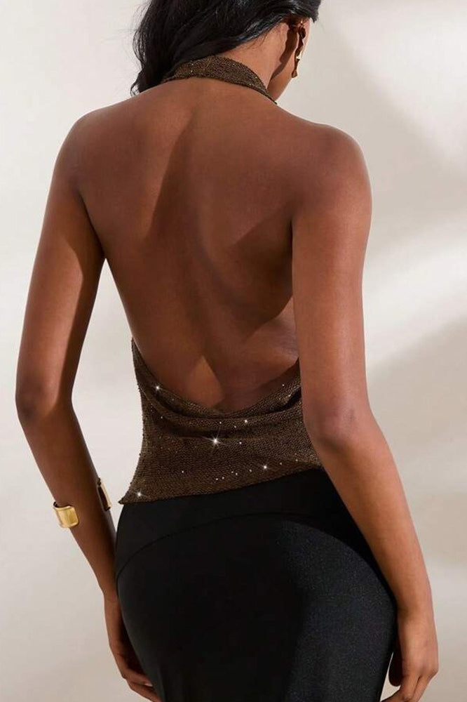 Glitter Draped Halter Top