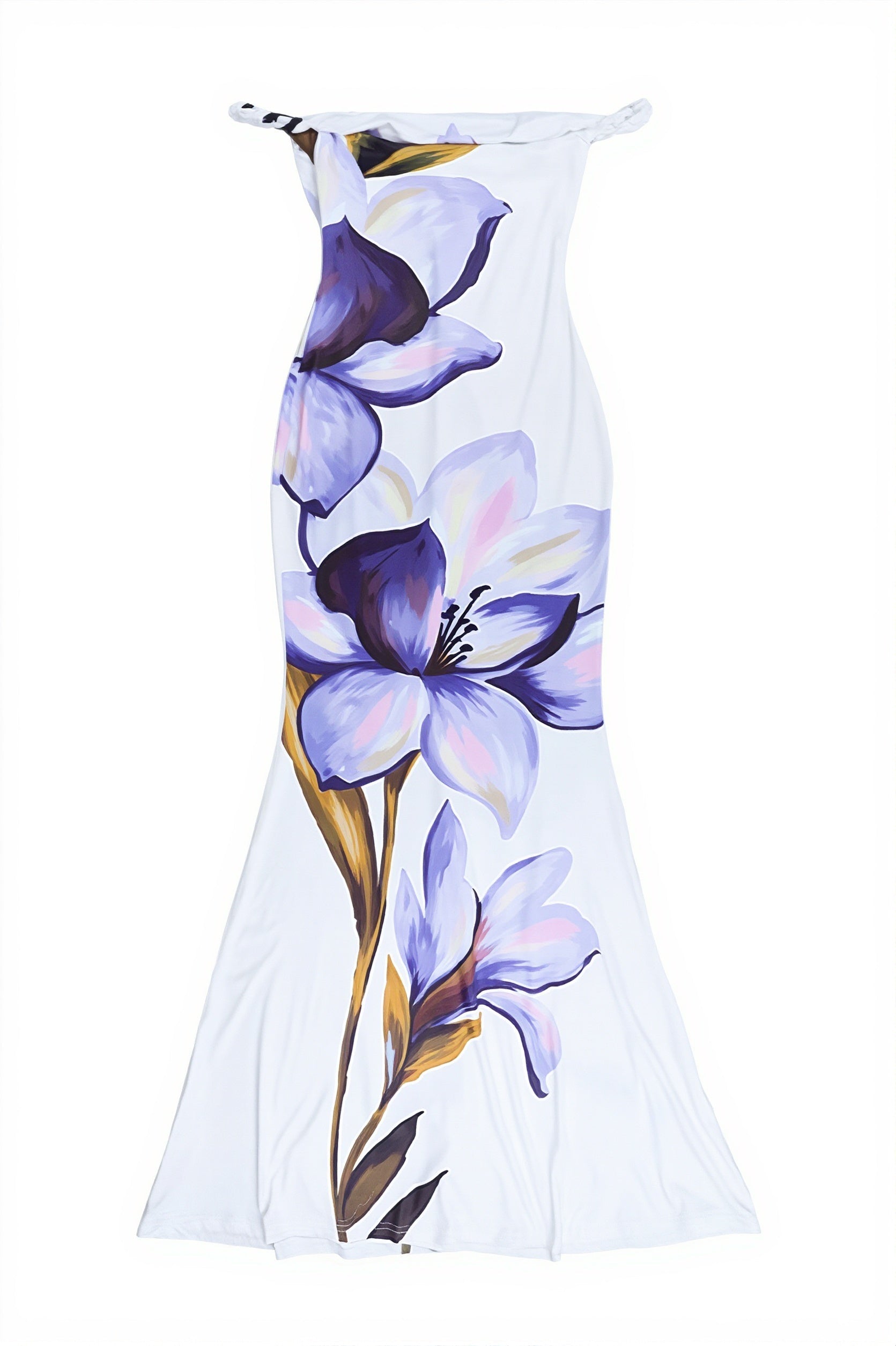 Print Halter Twist-Strap Slim Maxi Dress