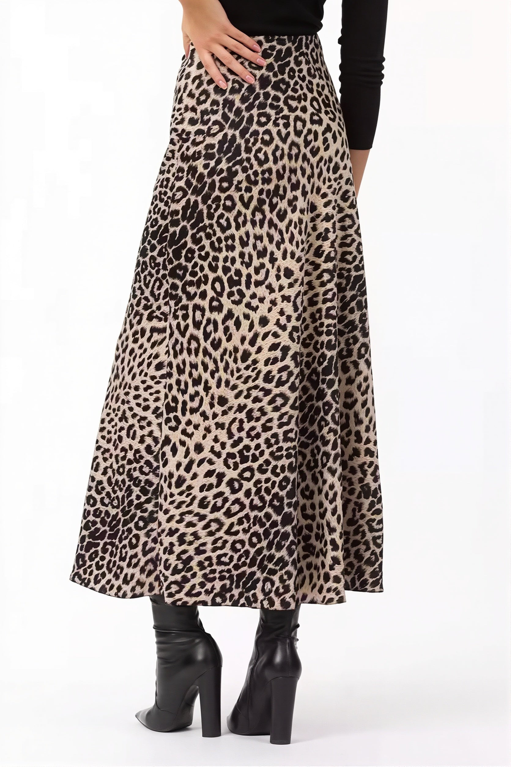 Satin Leopard Maxi Skirt