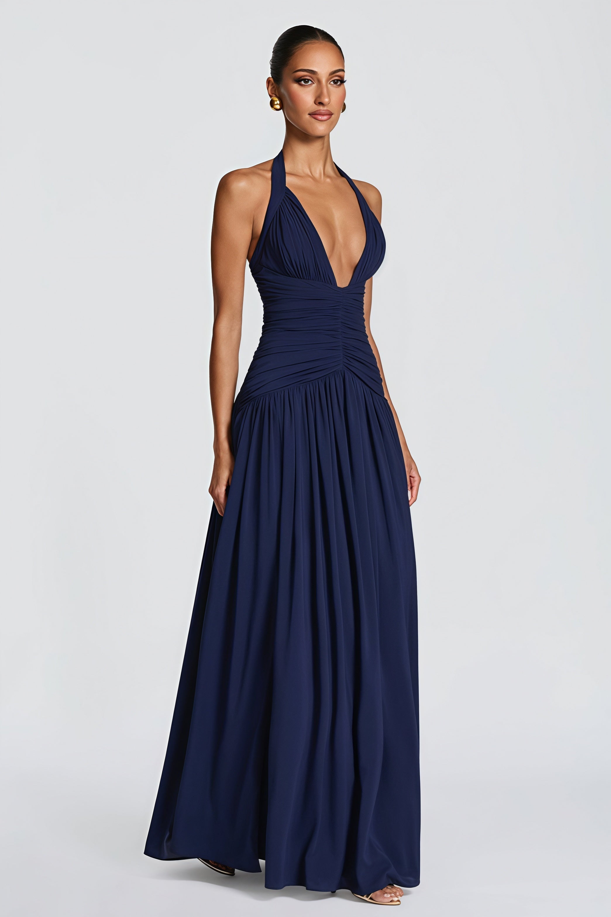Halter-Neck Slit Backless Maxi Dress