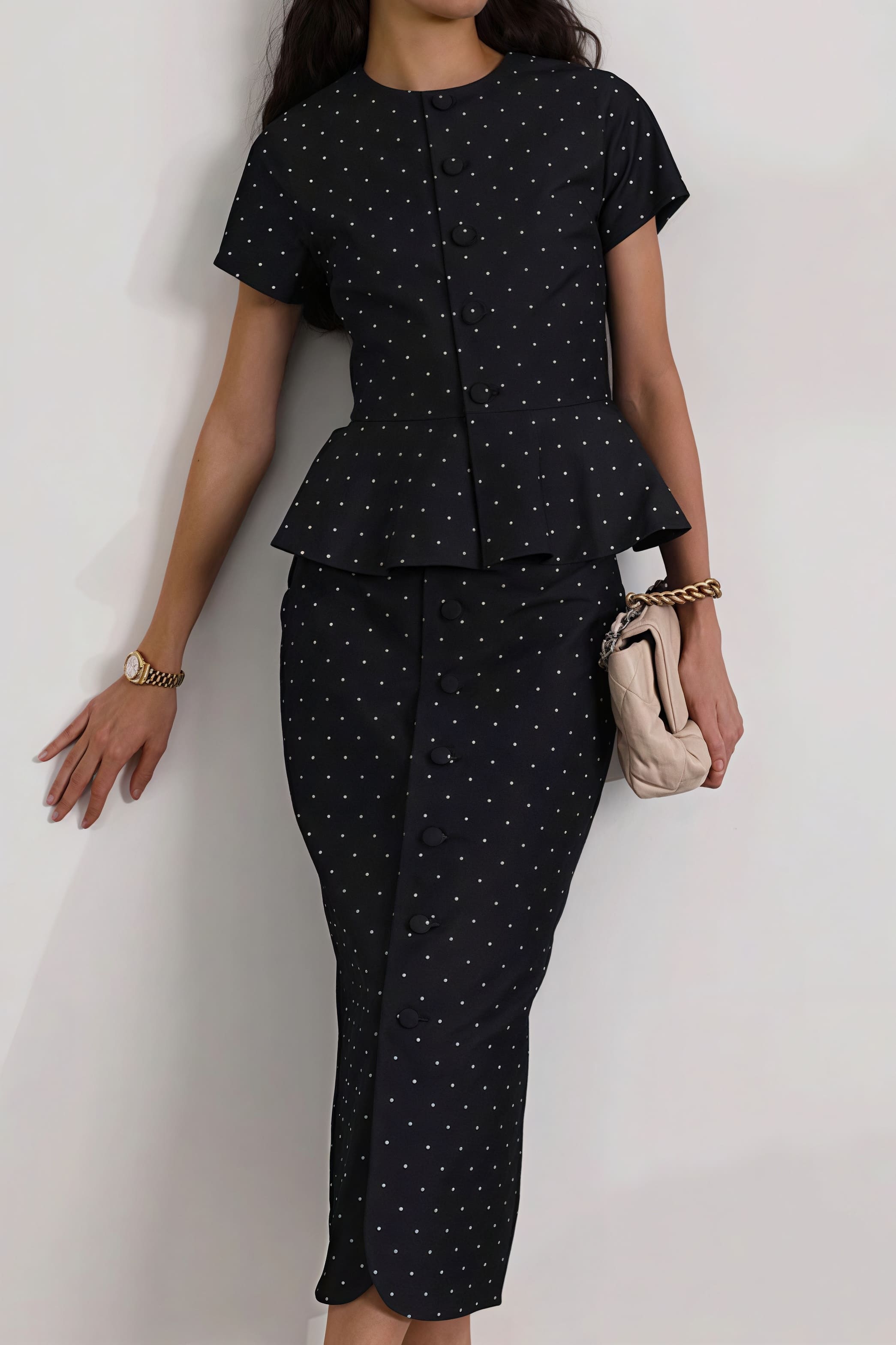 Polka Dot Bodycon Skirt Set