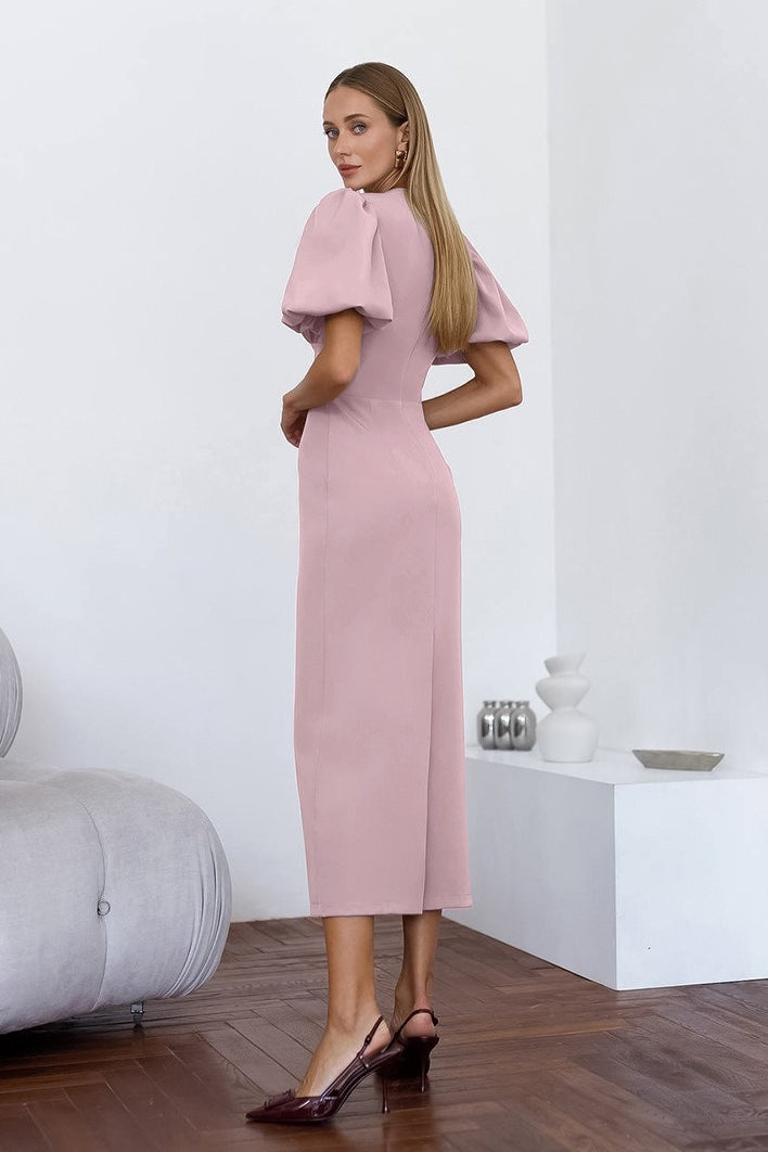 Puff-Sleeve Bodycon Maxi Dress