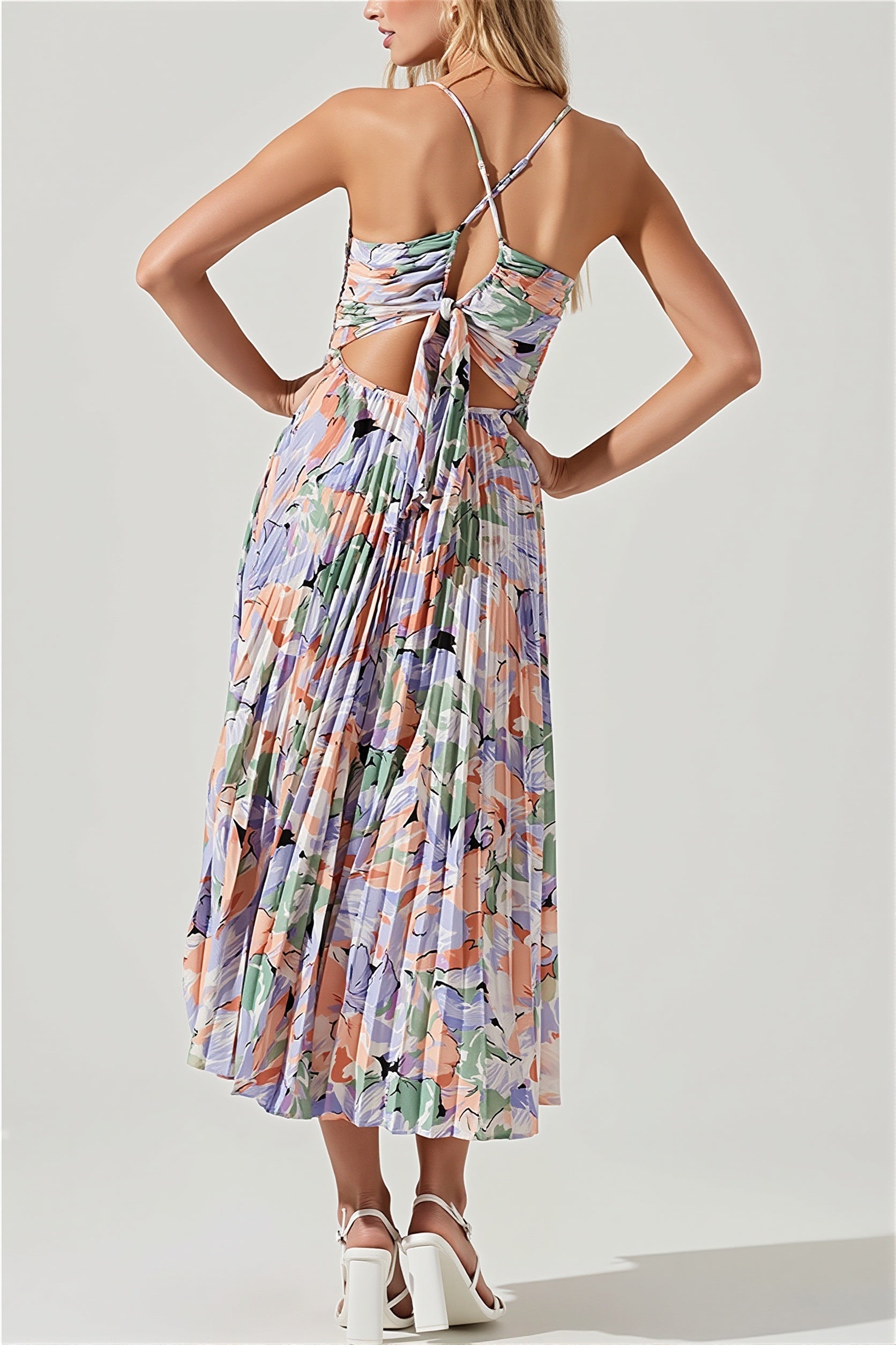 Floral Pleated Cami Maxi Dress