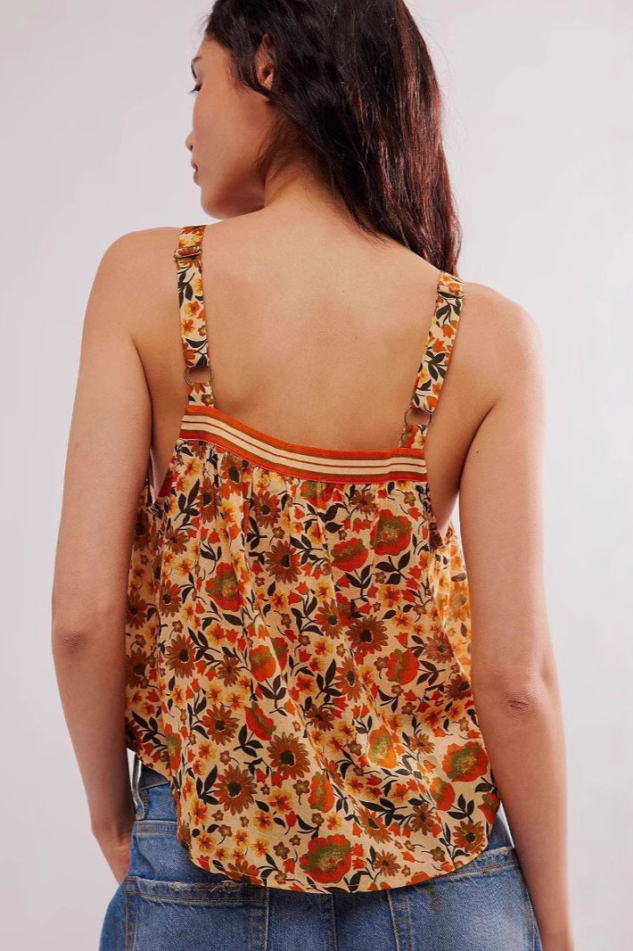 Floral Slit Loose Cami Top