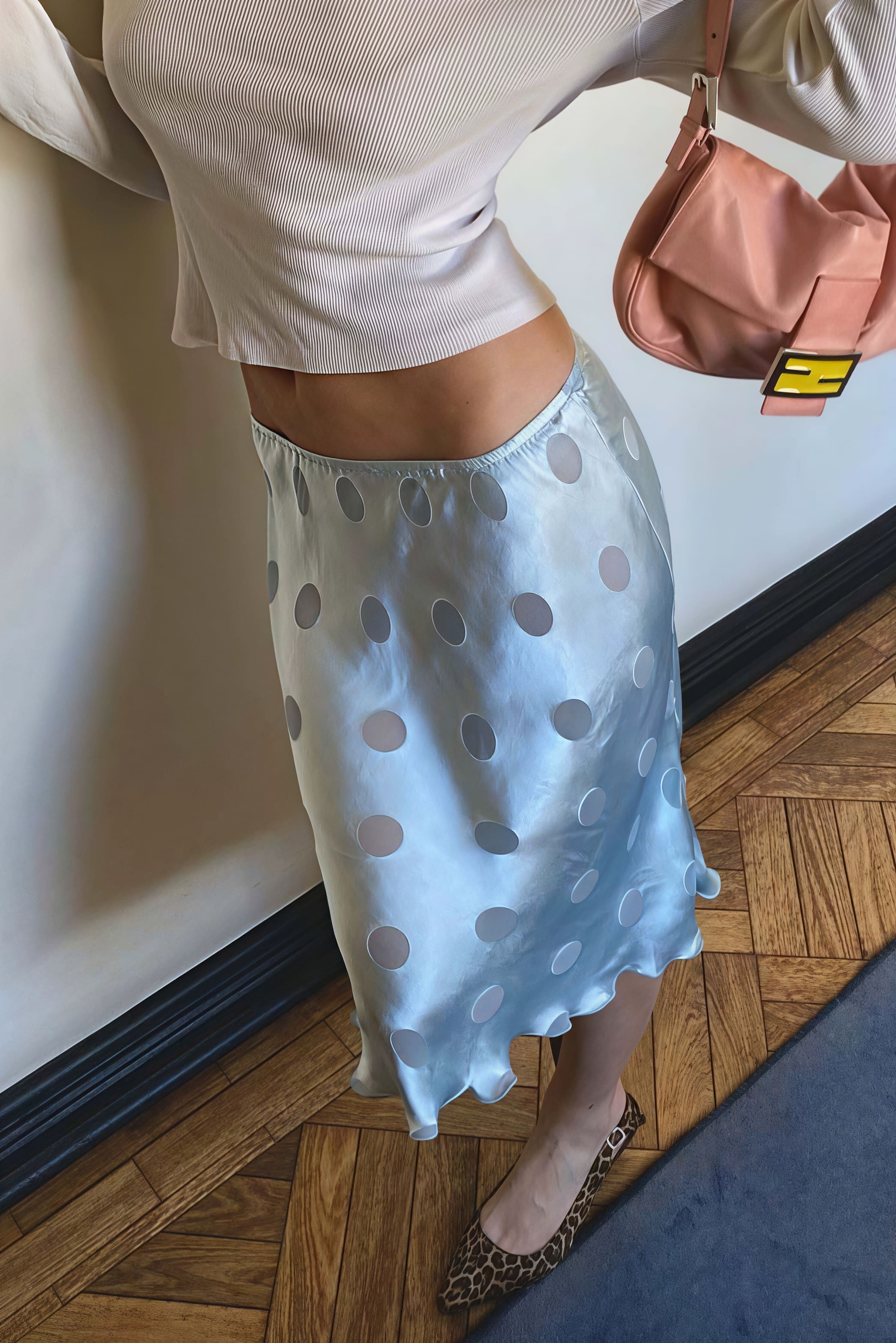 White Polka Dot Sheer Skirt
