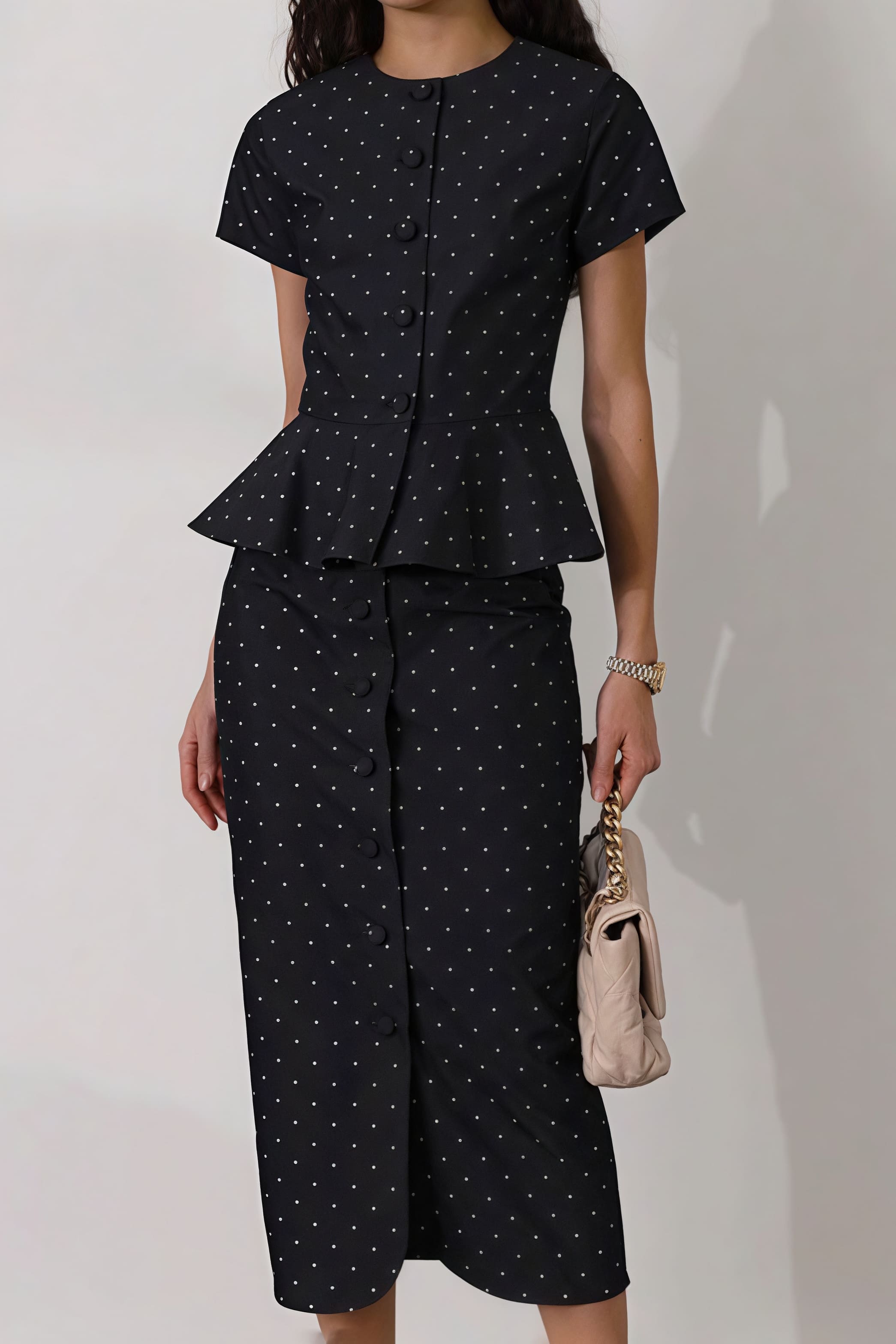 Polka Dot Bodycon Skirt Set