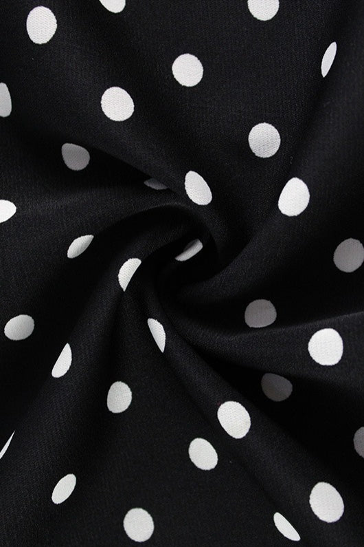Retro Polka Dot Lapel Slim Maxi Dress