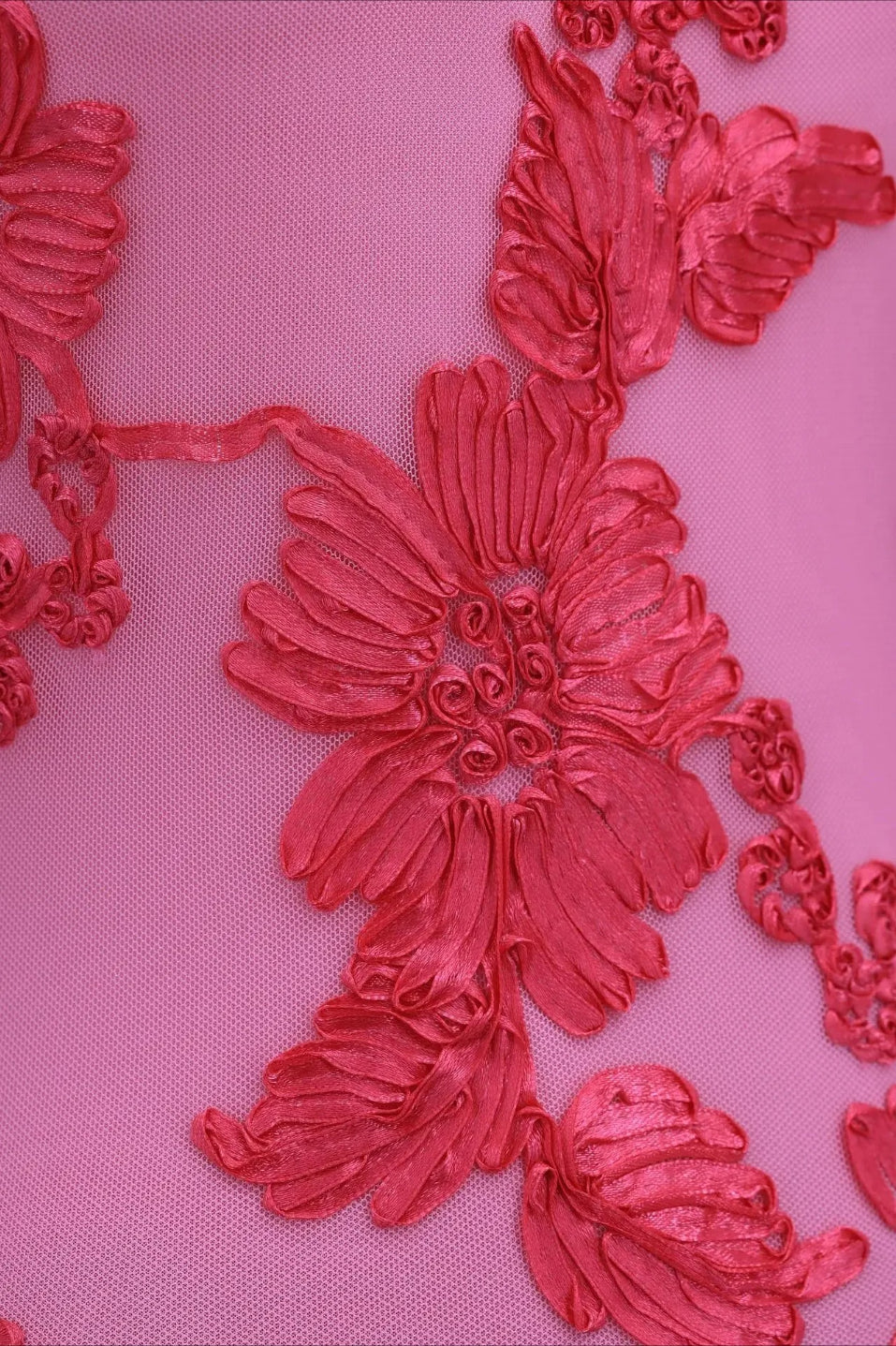 3D-Floral Embroidery Mesh Dress