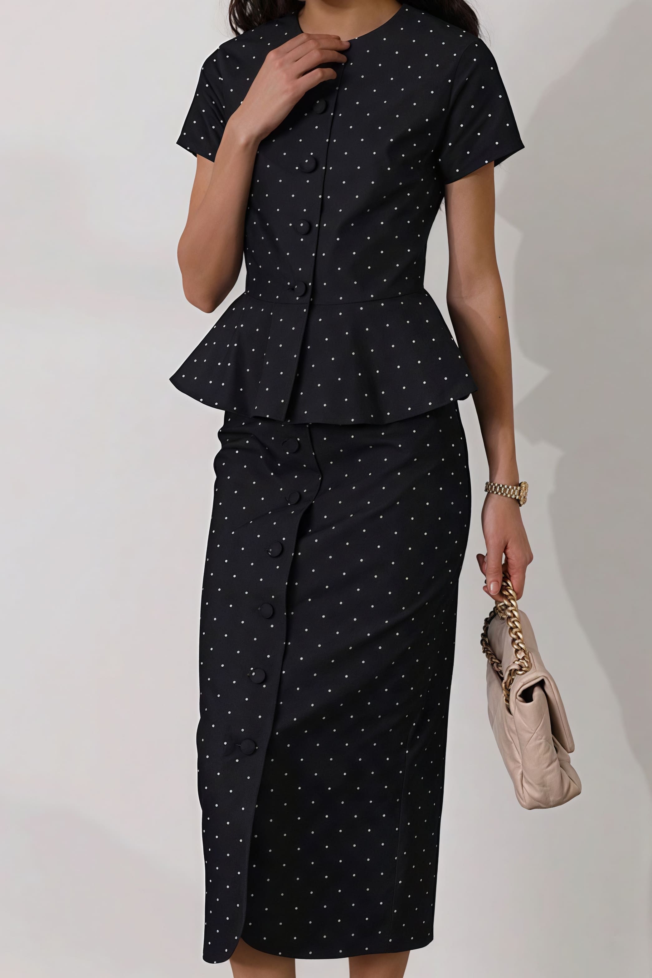 Polka Dot Bodycon Skirt Set