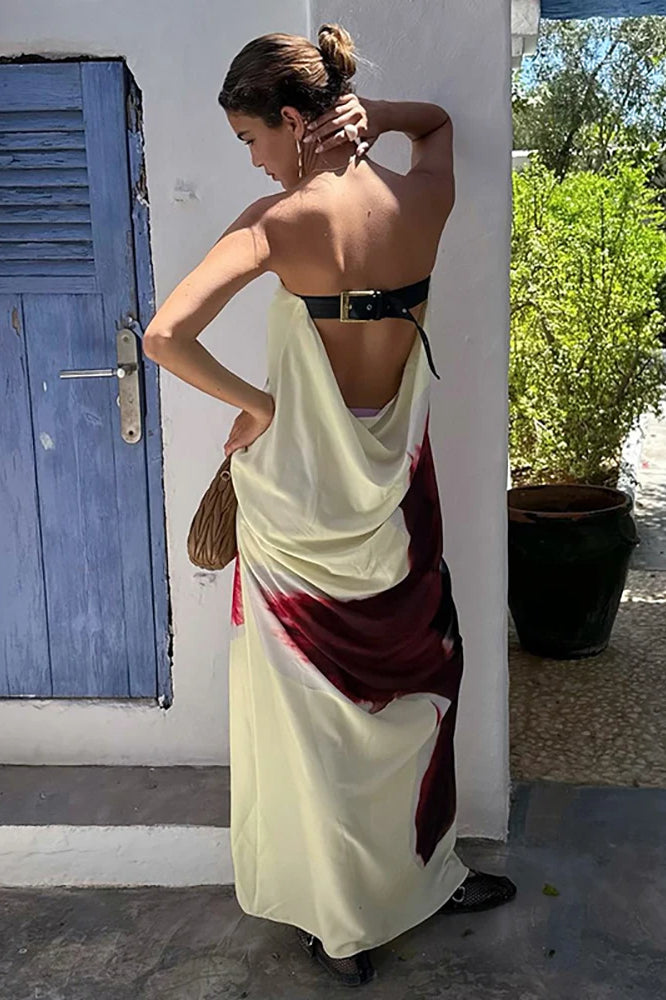 Floral Loose Backless Maxi Dress