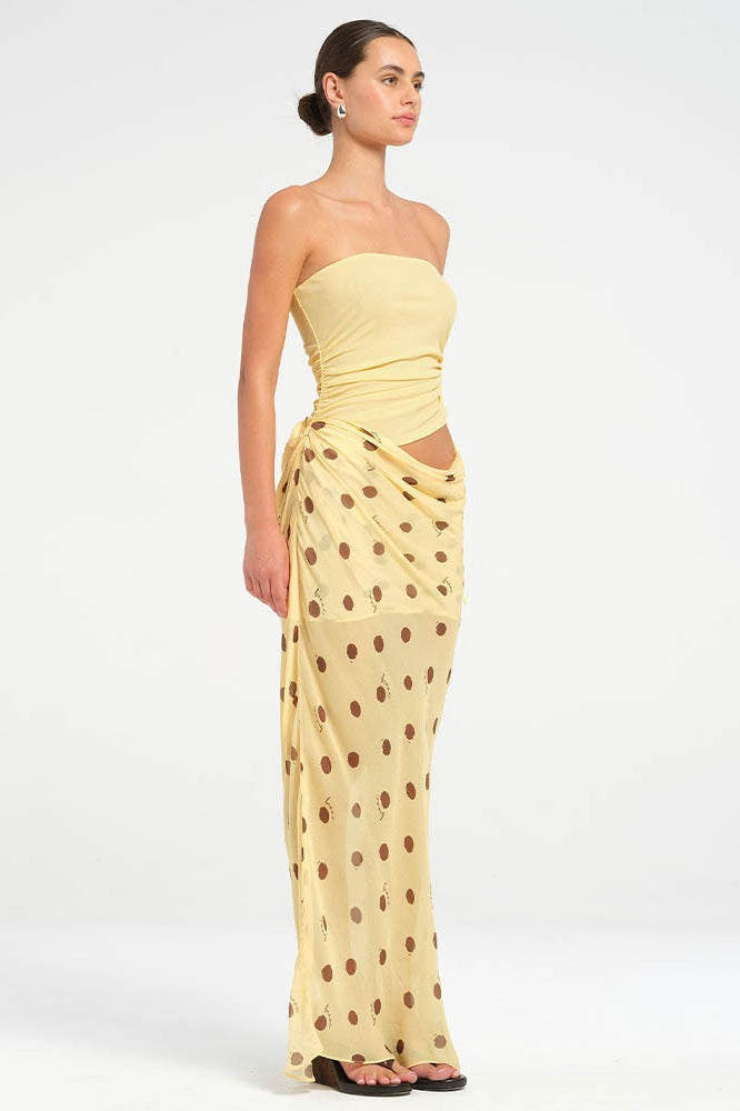 Polka Dot Strapless Patchwork Maxi Dress