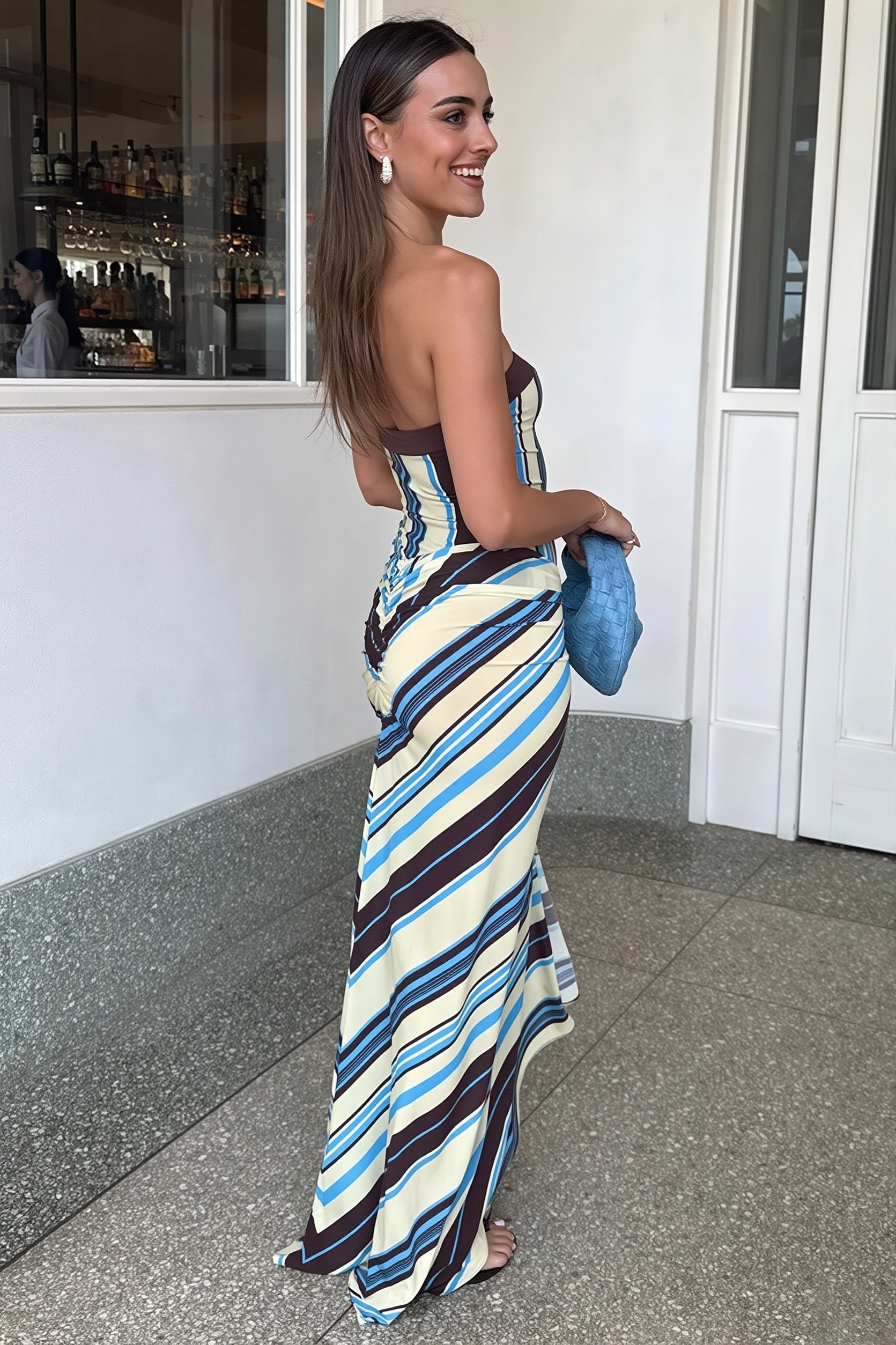 Striped Tube Slim Maxi Dress