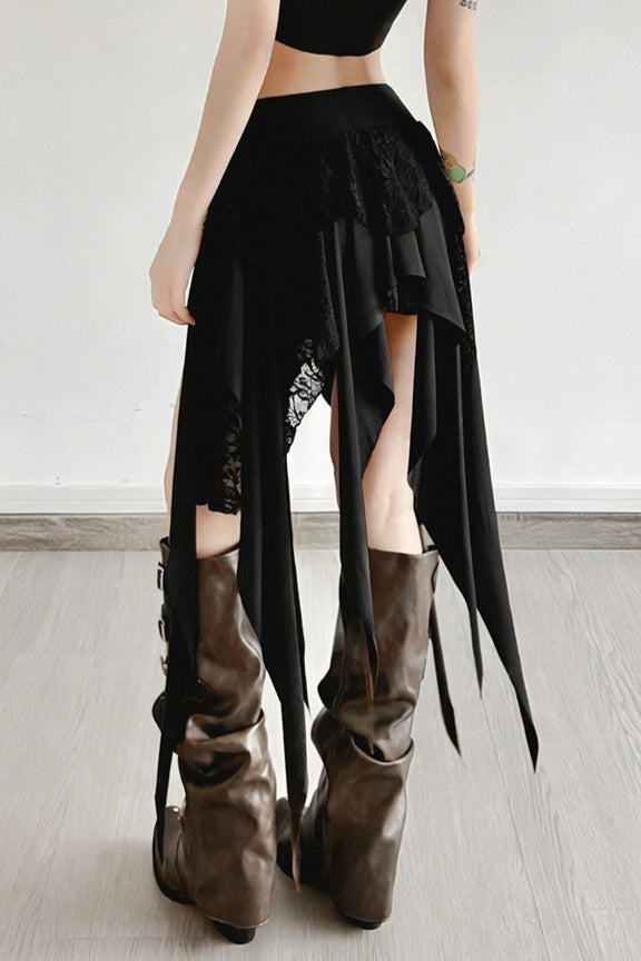 Color-Block Drape Asymmetric Skirt