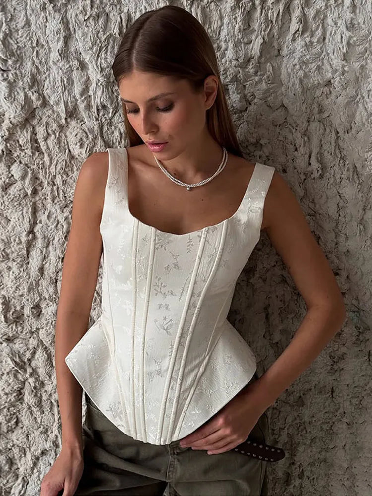 Spaghetti-Strap Waist-Cinch Corset Top