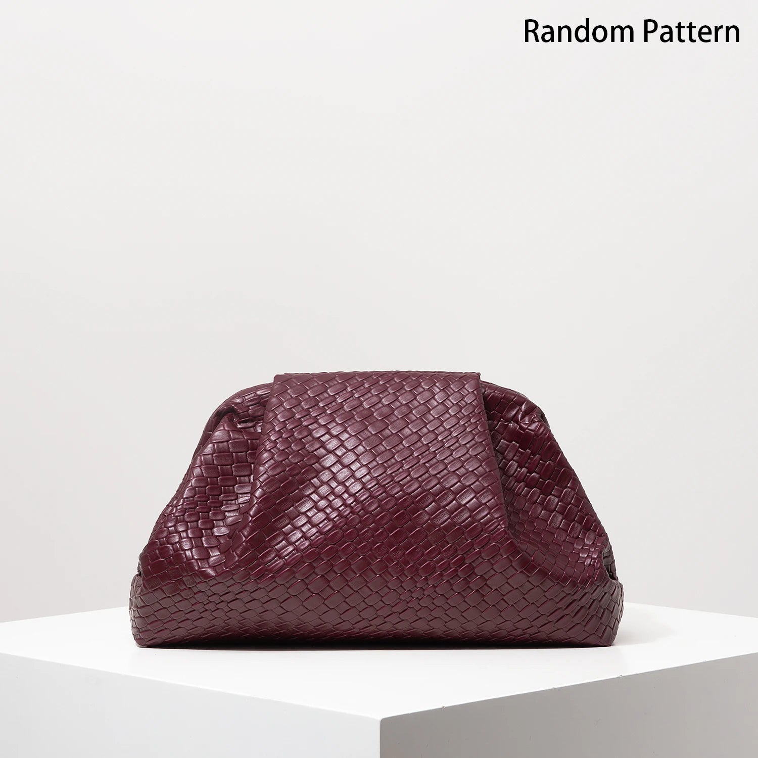 Woven Faux-Leather Clutch Bag