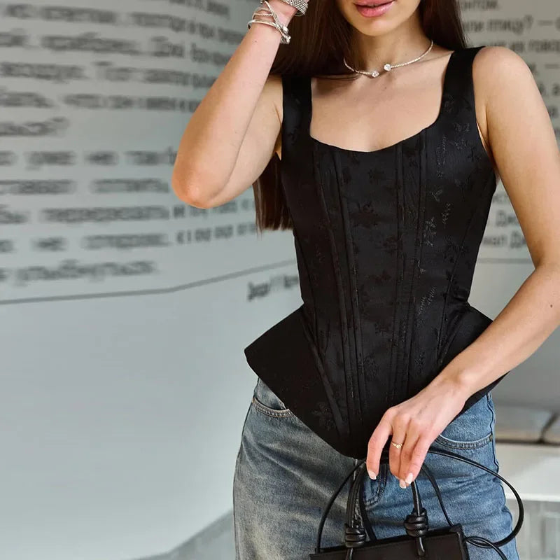 Jacquard Slim Sleeveless Tank Top