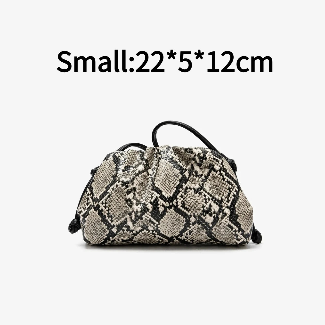 Ruched Snake-Pattern Dumpling Bag
